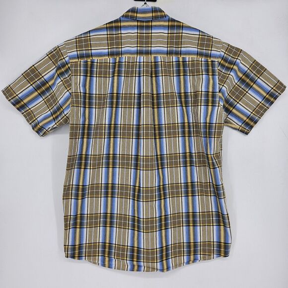 Cinch Shirt Mens Large Button Down Western Plaid Blue Yellow Short Sleeve Rodeo - Picture 3 of 9